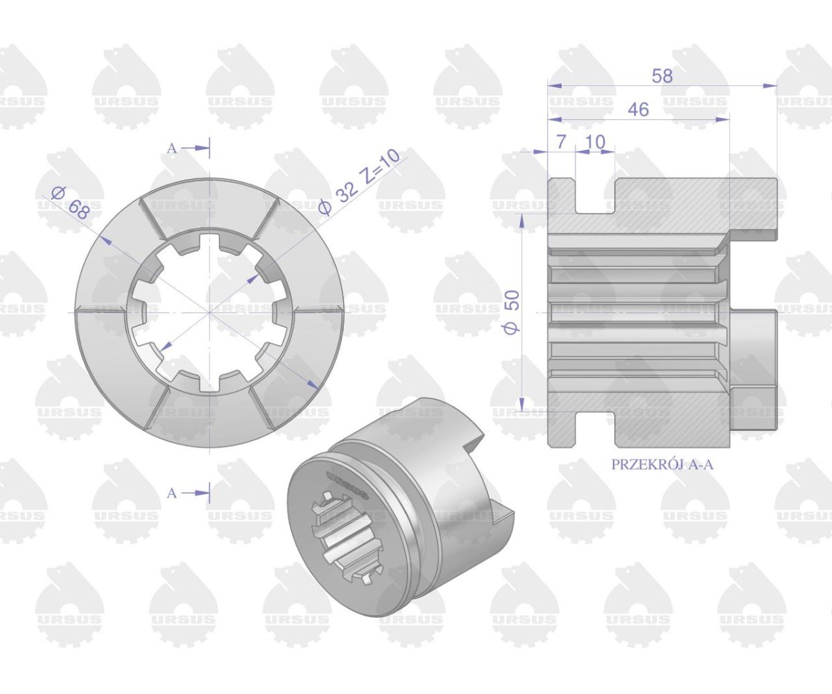 Sprzęgło kłowe przesuwne blokada mechanizmu różnicowego C-330 ORYGINAŁ URSUS