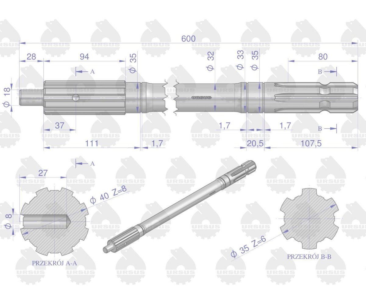 Wałek przekaźnika WOM C-328 ORYGINAŁ URSUS