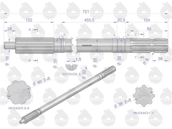 Wałek przekaźnika C-330 ORYGINAŁ URSUS