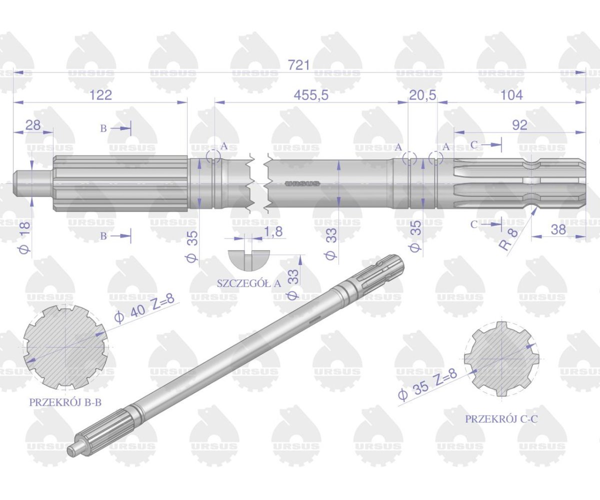 Wałek przekaźnika C-330 ORYGINAŁ URSUS
