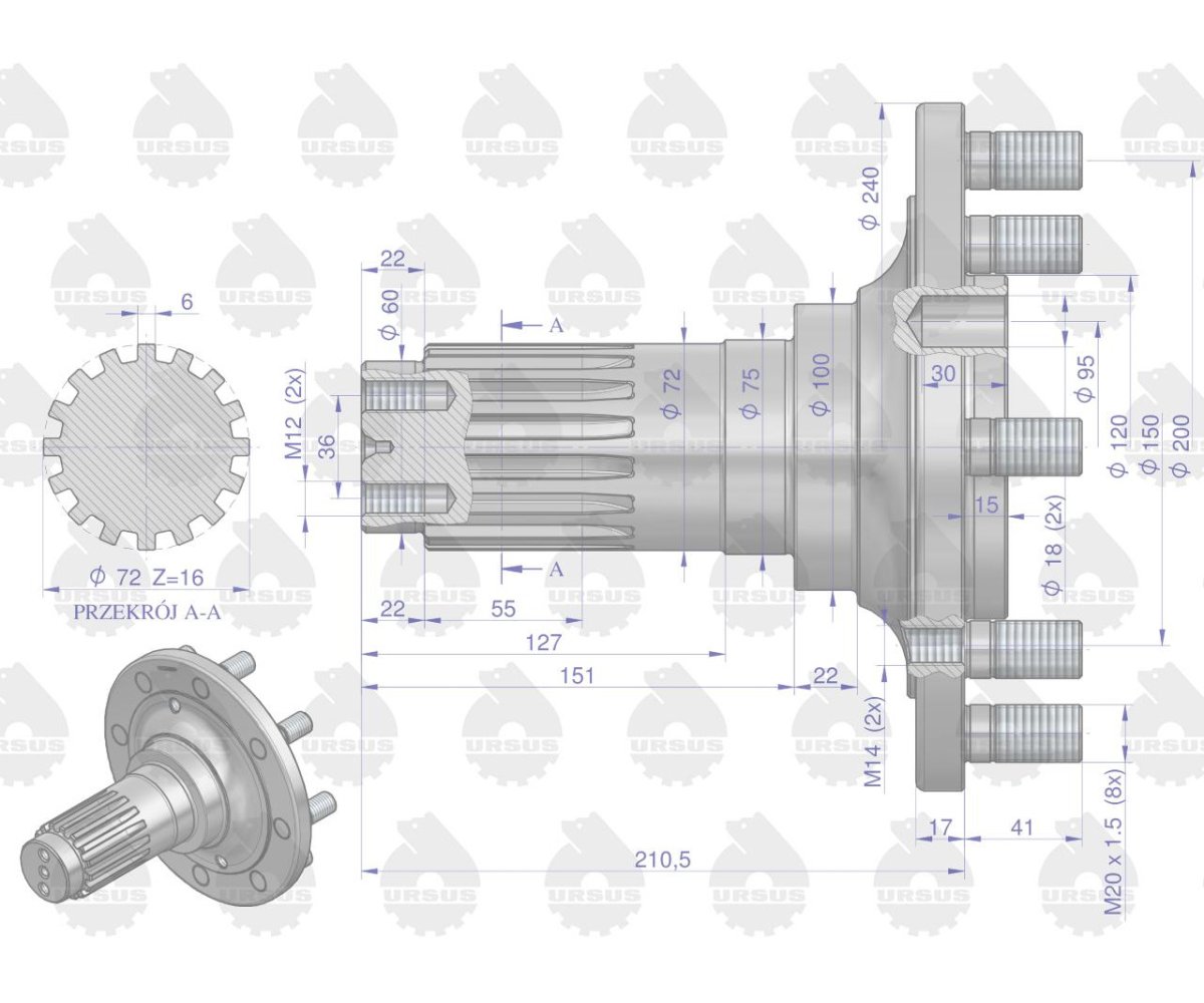 Wał koła tylnego C-330 ORYGINAŁ URSUS