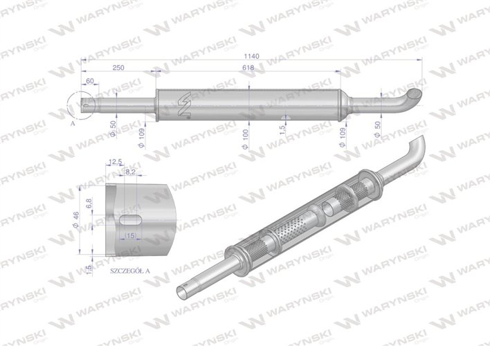 Tłumik okrągły 1140mm 5kg C-360 INOX WARYŃSKI