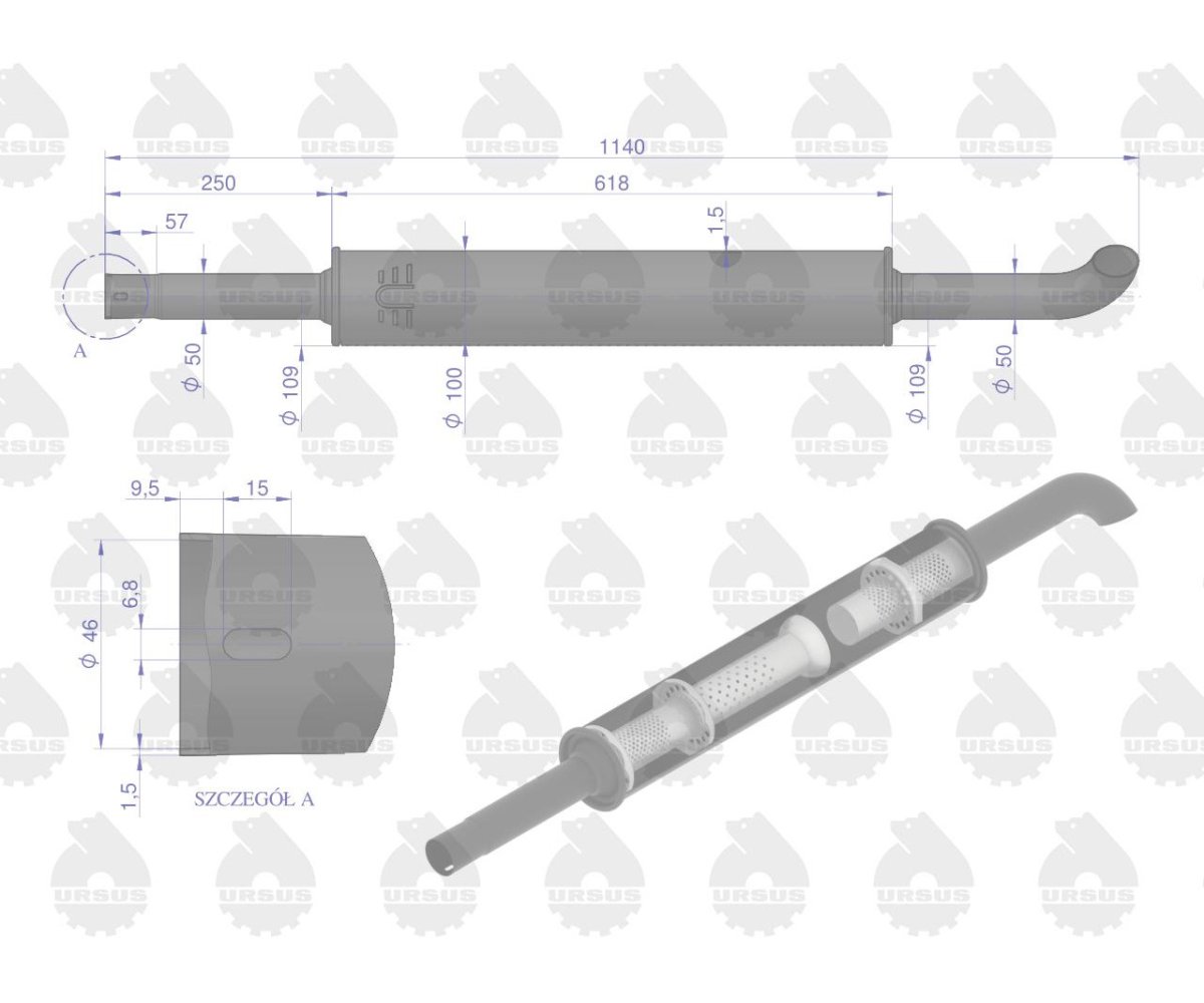 Tłumik okrągły 1140mm 5kg C-360 ORYGINAŁ URSUS