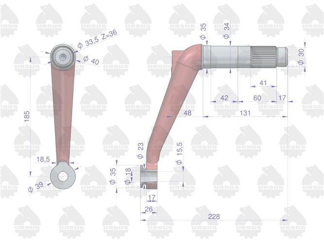 Ramię mechanizmu kierowniczego lewe C-330 ORYGINAŁ URSUS