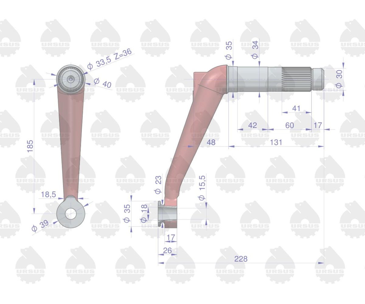 Ramię mechanizmu kierowniczego lewe C-330 ORYGINAŁ URSUS