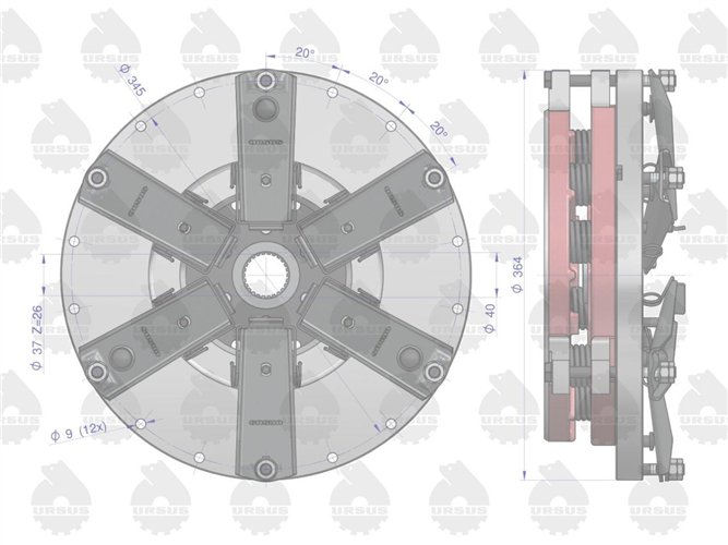 Sprzęgło dwustopniowe kompletne C-330 ORYGINAŁ URSUS