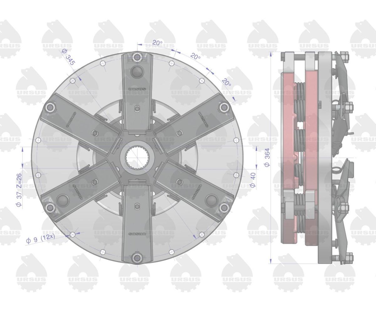 Sprzęgło dwustopniowe kompletne C-330 ORYGINAŁ URSUS
