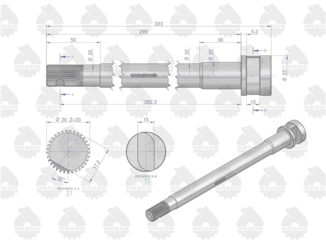 Wałek hamulca lewy C-330 ORYGINAŁ URSUS