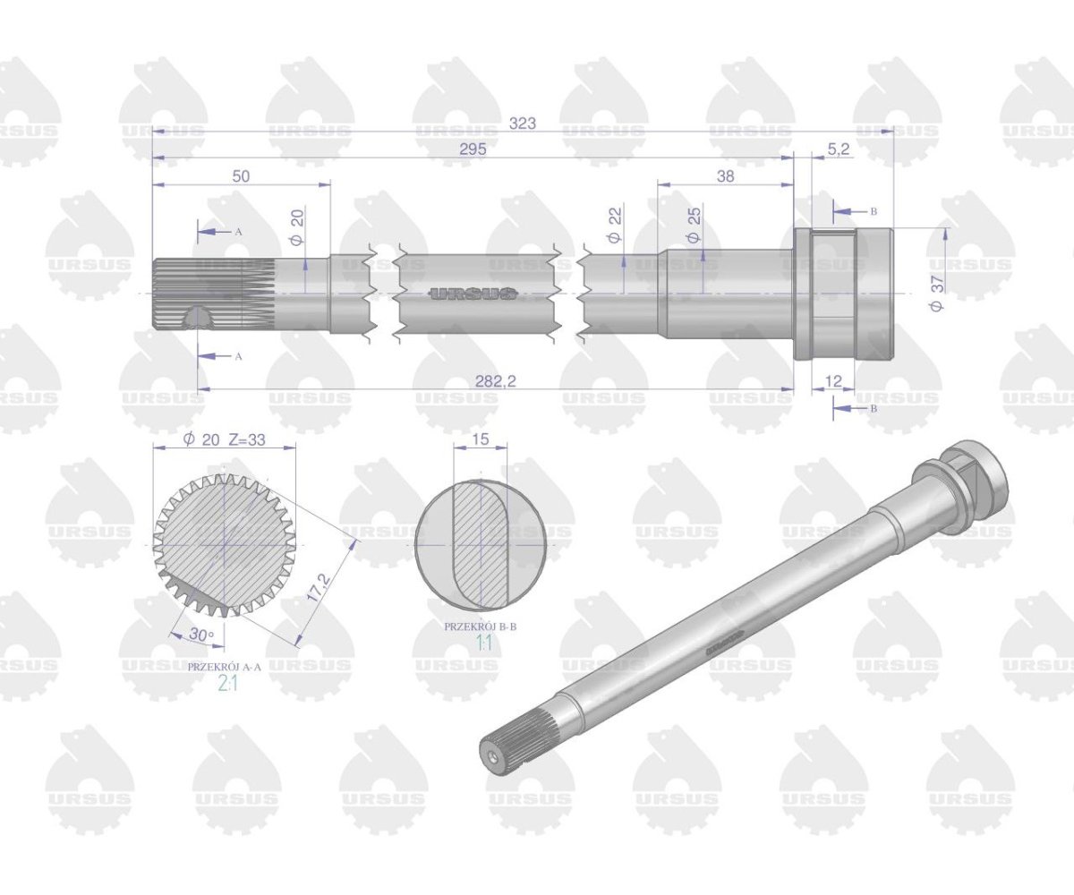 Wałek hamulca lewy C-330 ORYGINAŁ URSUS