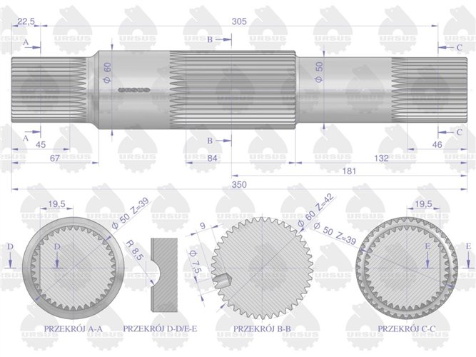Wał podnośnika C-330 ORYGINAŁ URSUS
