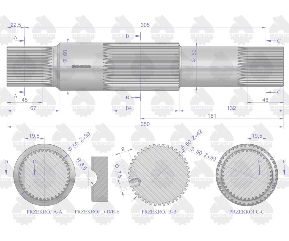 Wał podnośnika C-330 ORYGINAŁ URSUS
