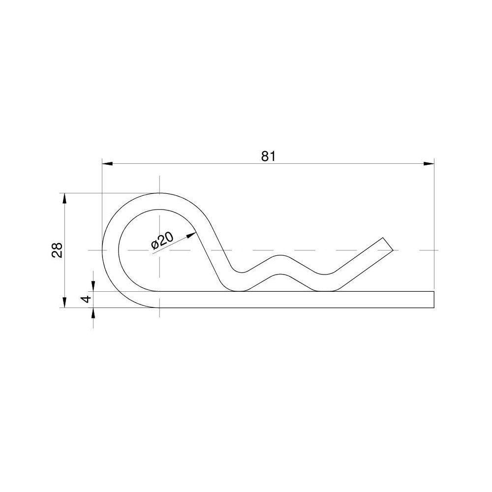Zapinka mała fi 4 zawleczka palca 5050040140 Bizon ( sprzedawane po 50 )