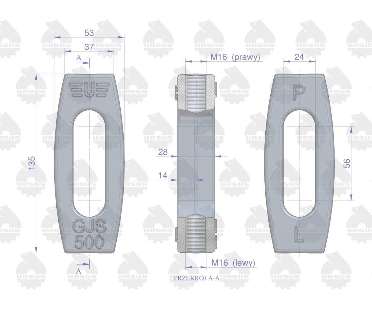 Nakrętka napinająca. śruba rzymska łańcucha bocznego C-330 ORYGINAŁ URSUS