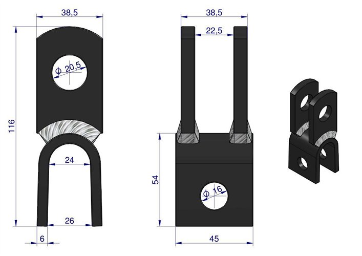 Widełki górne wieszaka P C-330