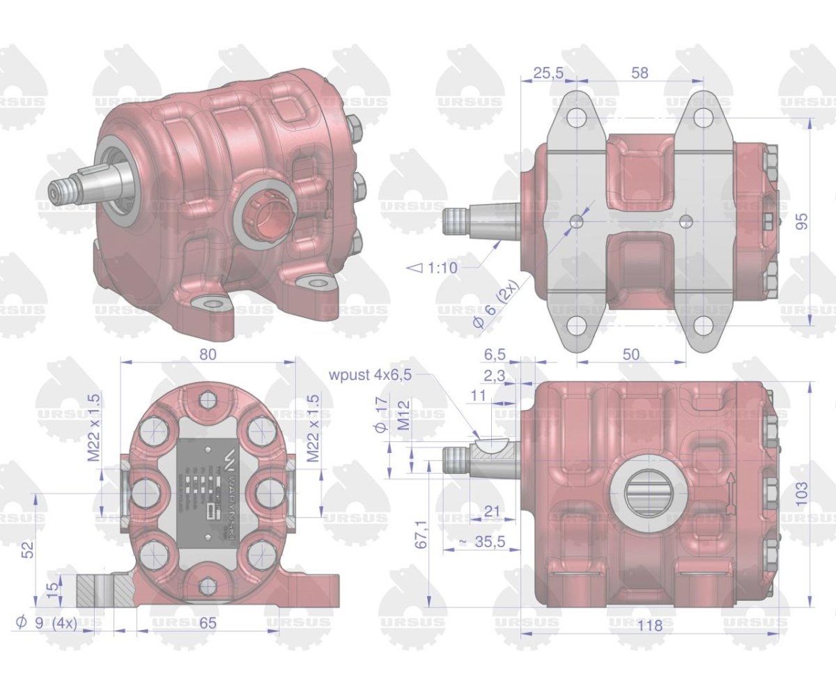 Pompa hydrauliczna PZ18AT podnośnika wzmocniona 23 l/min C-330 ORYGINAŁ URSUS