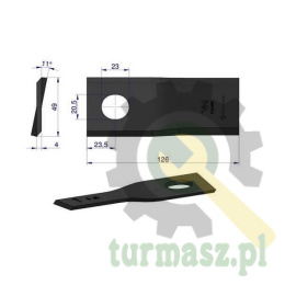 Nóż. nożyk kosiarka prawy 126x48x4mm otwór 20.5x23 zastosowanie 56110400 Kverneland Taarup WARYŃSKI ( sprzedawane po 25 )