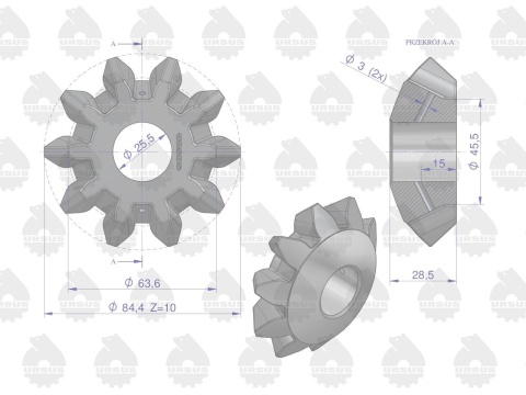 Satelita mechanizmu różnicowego 2746322M1 MF3 MF4 ORYGINAŁ URSUS Satelita mechanizmu różnicowego 2746322M1 MF3 MF4 ORYGINAŁ URSUS
