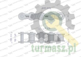 Łańcuch rolkowy 12B-1-144PZ (R1 3/4) adaptera A1H zastosowanie Rozrzutnik Waryński 