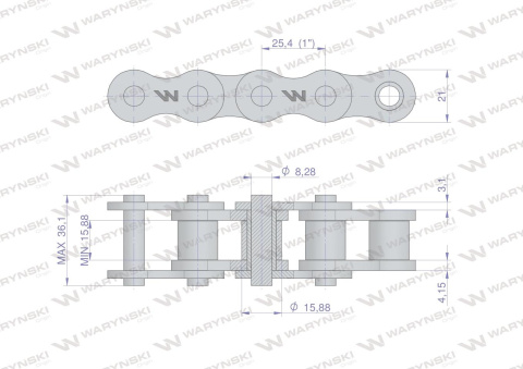 Łańcuch rolkowy 16B-1-82PZ (R1 1) adaptera A1H zastosowanie Rozrzutnik Waryński Łańcuch rolkowy 16B-1-82PZ (R1 1) adaptera A1H zastosowanie Rozrzutnik Waryński
