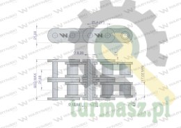 Łańcuch rolkowy 16B-2 (R2 1) 5 m Waryński