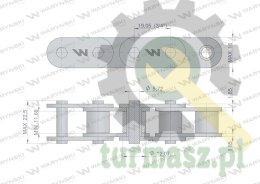 Łańcuch rolkowy prosta płytka 12B-1 (R1 3/4) 5 m Waryński