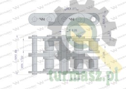 Łańcuch rolkowy prosta płytka 16B-2 (R2 1) 5 m Waryński