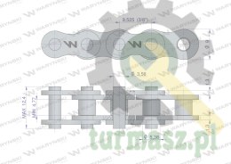 Łańcuch rolkowy wzmocniony 06A-1 ANSI A 35 06C-1 (R1 3/8) 2.5 m Waryński