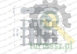 Łańcuch rolkowy wzmocniony 20A-3 ANSI A 100 (R3 1.1/4) 5 m Waryński