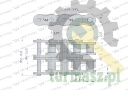 Łańcuch rolkowy wzmocniony przemysłowy 12AH-2 ANSI A 60H (R2 3/4) 5 m Waryński