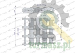 Łańcuch rolkowy wzmocniony przemysłowy 12AH-3 ANSI A 60H (R3 3/4) 5 m Waryński