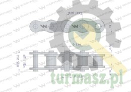 Łańcuch rolkowy wzmocniony przemysłowy 12BH-1(R1 3/4) 5 m Waryński