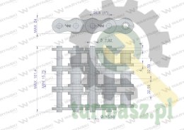 Łańcuch rolkowy wzmocniony przemysłowy 16AH-3 ANSI A 80H (R3 1) 5 m Waryński