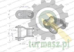 Półogniwo łańcucha wzmocnionego przemysłowego P12BH-1 (R1 3/4) Waryński ( sprzedawane po 5 )