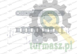 Łańcuch C08B (R1 1/2) przenośnika Kombajnu do Porzeczek 19 łopatek Waryński