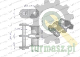 Półogniwo łańcucha 12B-2 (R2 3/4) Waryński ( sprzedawane po 10 )