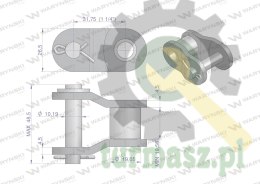 Półogniwo łańcucha 20B-1 (R1 1.1/4) Waryński ( sprzedawane po 5 )