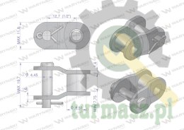 Półogniwo łańcucha prosta płytka P08B-1 (R1 1/2) Waryński ( sprzedawane po 10 )