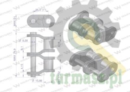 Półogniwo łańcucha prosta płytka P16B-2 (R2 1) Waryński ( sprzedawane po 5 )