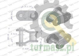 Półogniwo łańcucha prosta płytka P20B-1 (R1 1.1/4) Waryński ( sprzedawane po 5 )