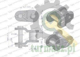 Półogniwo łańcucha przemysłowe P08AH-1 ANSI A 40H (R1 1/2) Waryński ( sprzedawane po 10 )