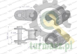 Półogniwo łańcucha wzmocnione P08A-1 ANSI A 40 (R1 1/2) Waryński ( sprzedawane po 10 )