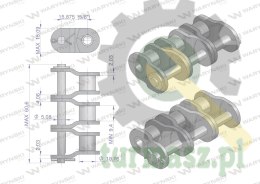 Półogniwo łańcucha wzmocnione P10A-3 ANSI A 50 (R3 5/8) Waryński ( sprzedawane po 5 )