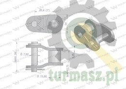 Półogniwo łańcucha wzmocnione P16A-1 ANSI A 80 (R1 1) Waryński ( sprzedawane po 10 )