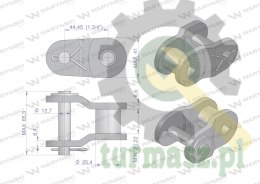 Półogniwo łańcucha wzmocnione P28AH-1 ANSI A 140H (R1 1.3/4) Waryński