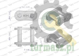 Zamek łańcucha przemysłowego Z08AH-1 ANSI A 40H (R1 1/2) Waryński ( sprzedawane po 10 )