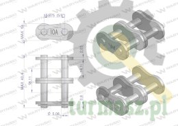 Zamek łańcucha wzmocnionego Z10A-2 ANSI A 50 (R2 5/8) Waryński ( sprzedawane po 5 )