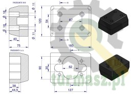 Resor. odbój gumowy 160x120x70 4 otworowy typu Schmitz Przyczepa