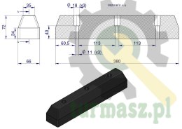 Resor. odbój gumowy 375x65x70 3 otworowy typu Schmitz Przyczepa