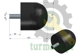 Resor. odbój gumowy śruba M12 wysokość 74mm NR-192 Przyczepa