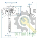 Spinacz zaczep do burt prawy nowy model ZB-16-04 800kg zastosowanie przyczepka SPP